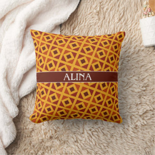Triangles Yellow Brown Minimal Pattern Throw Pillow