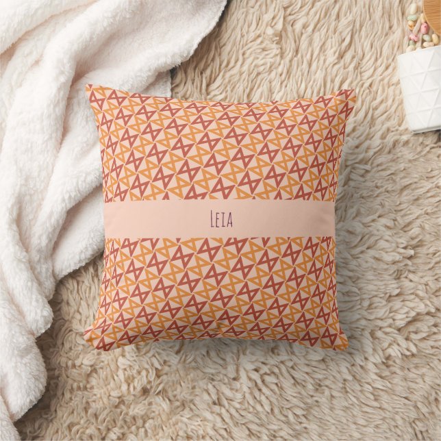 Triangles Yellow Violet Minimal Pattern Throw Pillow (Blanket)