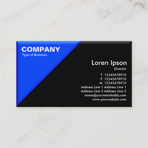 Customizable Triangular Corner - 3d Effect - Blue and Black Business Card Templates