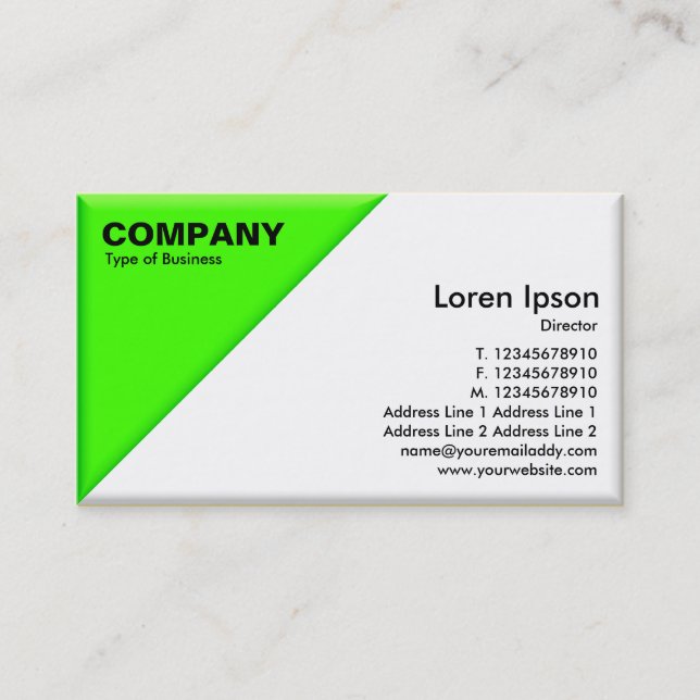 Triangular Corner - 3d Effect - Green and White Business Card (Front)