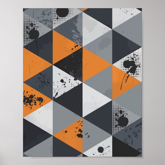 Triangular Design in Orange, Black, and Gray Poster (Front)
