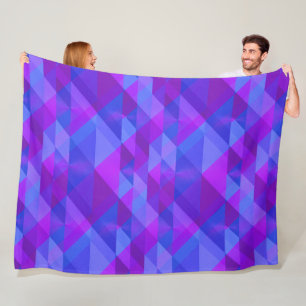 Triangular Geometric Design Purple Blue Fleece Blanket