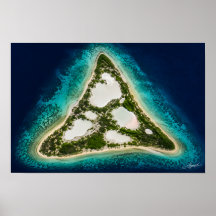 Triangular Island with Salt Lagoons Satellite View