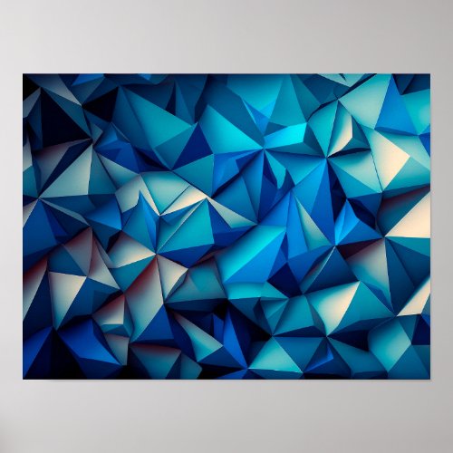 Triangular low poly mosaic pattern background poster