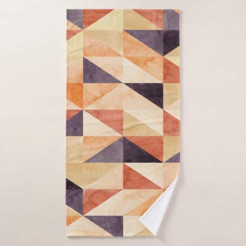 Triangular Mosaic Watercolor Earthy Pattern Bath Towel