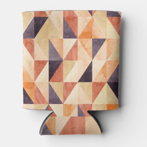 Triangular Mosaic Watercolor Earthy Pattern Can Cooler