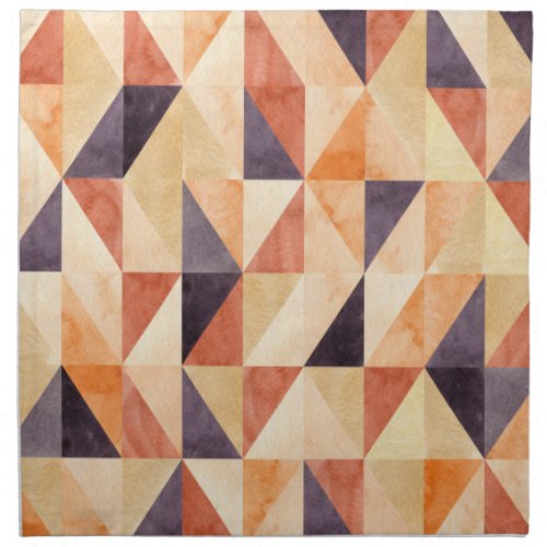 Triangular Mosaic Watercolor Earthy Pattern Cloth Napkin