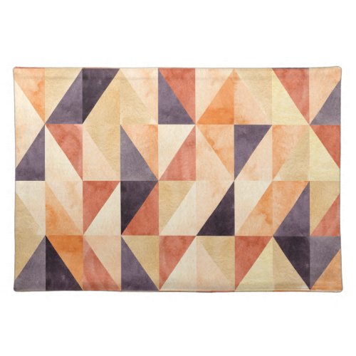 Triangular Mosaic Watercolor Earthy Pattern Cloth Placemat