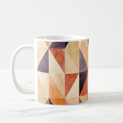 Triangular Mosaic Watercolor Earthy Pattern Coffee Mug