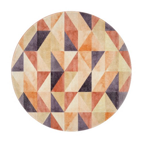 Triangular Mosaic Watercolor Earthy Pattern Cutting Board