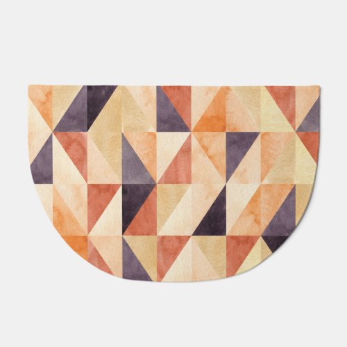 Triangular Mosaic Watercolor Earthy Pattern Doormat