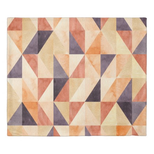 Triangular Mosaic Watercolor Earthy Pattern Duvet Cover