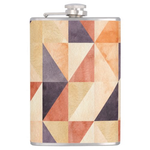Triangular Mosaic Watercolor Earthy Pattern Flask