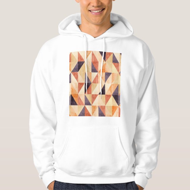 Triangular Mosaic Watercolor Earthy Pattern Hoodie (Front)