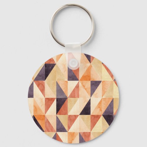Triangular Mosaic Watercolor Earthy Pattern Keychain