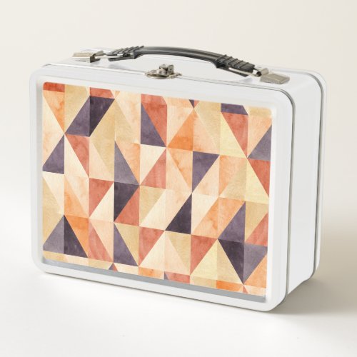 Triangular Mosaic Watercolor Earthy Pattern Metal Lunch Box