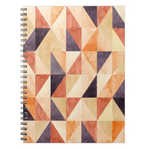 Triangular Mosaic Watercolor Earthy Pattern Notebook