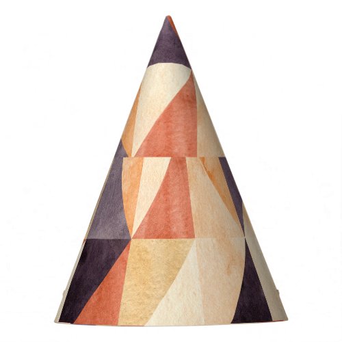 Triangular Mosaic Watercolor Earthy Pattern Party Hat