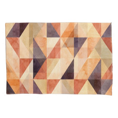 Triangular Mosaic Watercolor Earthy Pattern Pillow Case