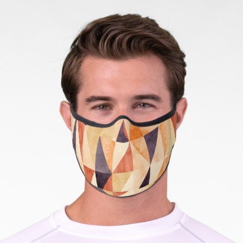 Triangular Mosaic Watercolor Earthy Pattern Premium Face Mask