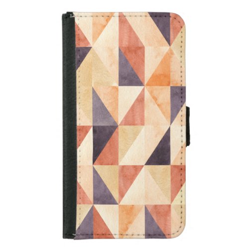 Triangular Mosaic Watercolor Earthy Pattern Samsung Galaxy S5 Wallet Case