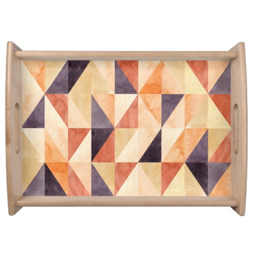 Triangular Mosaic Watercolor Earthy Pattern Serving Tray