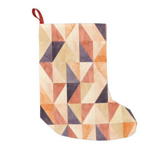 Triangular Mosaic Watercolor Earthy Pattern Small Christmas Stocking