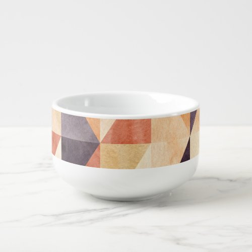 Triangular Mosaic Watercolor Earthy Pattern Soup Mug