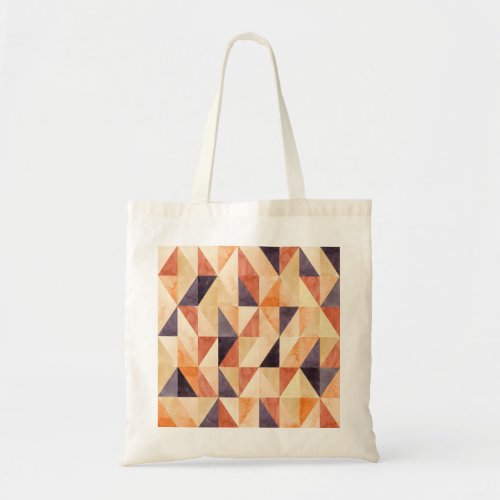 Triangular Mosaic Watercolor Earthy Pattern Tote Bag