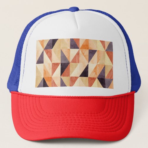 Triangular Mosaic Watercolor Earthy Pattern Trucker Hat