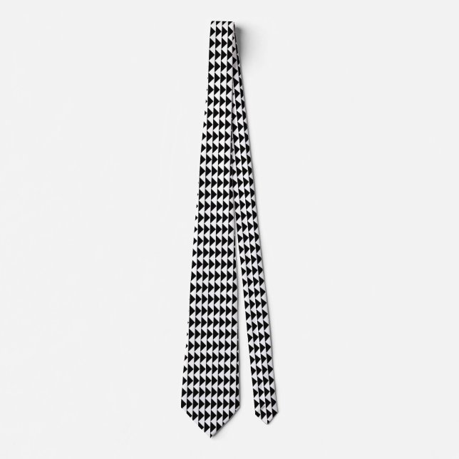 Triangular Pattern - White on Black Neck Tie (Front)