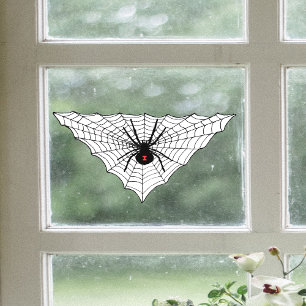 Triangular Spider Web Black Widow Red Hourglass Window Cling