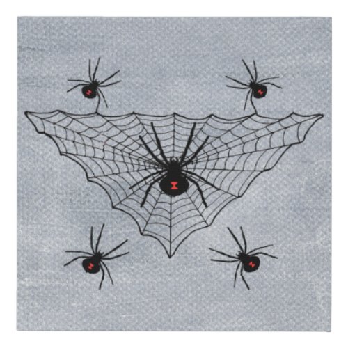 Triangular Spider Web With Black Widows Textured Faux Canvas Print