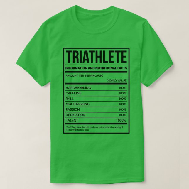 Triathlete Funny Triathlon Nutrition Label 2 T-Shirt (Design Front)