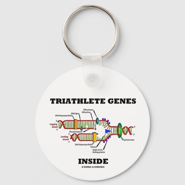 Triathlete Genes Inside (DNA Replication) Keychain (Front)