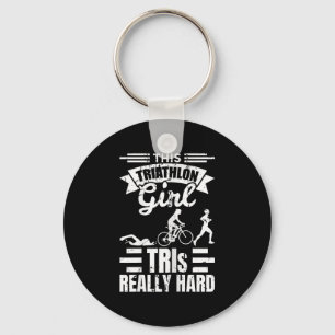 Triathlete Girls Funny Triathlon  Keychain