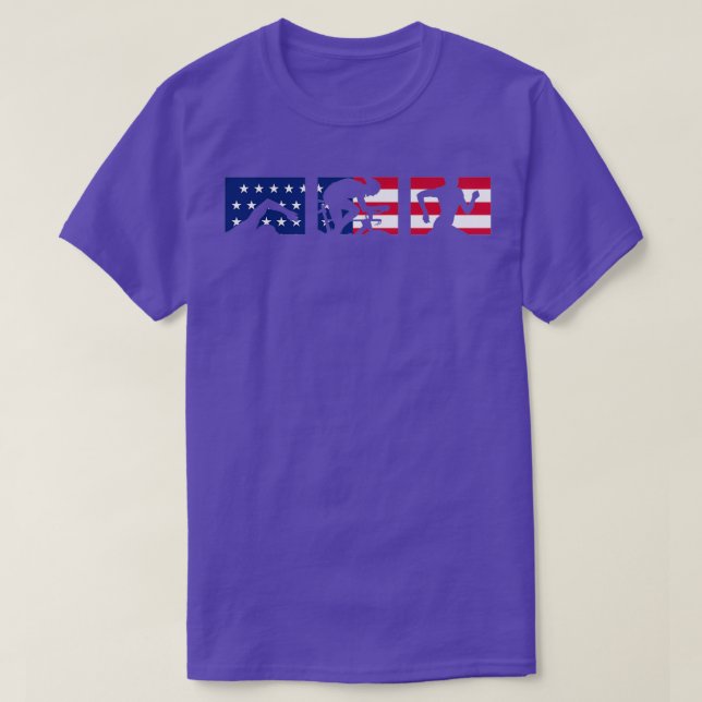 Triathlete Swim Bike Run Triathlon Patriotic T-Shirt (Design Front)