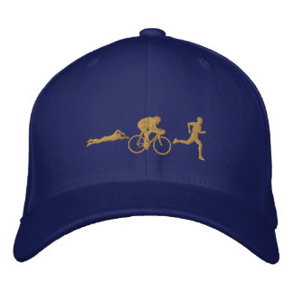 Triathlete Swim Cycle Run Triathlon Gold Embroidered Baseball Cap