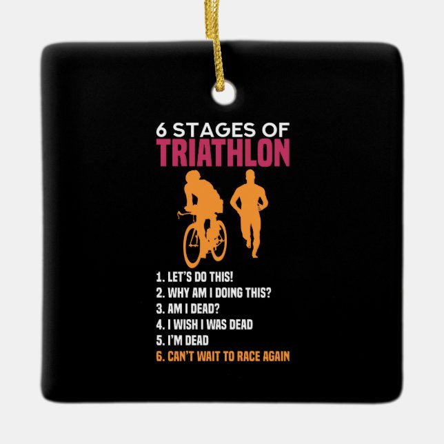 Triathlon - 6 Stages Of Triathlon Ceramic Ornament (Front)