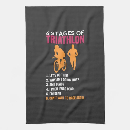 Triathlon _ 6 Stages Of Triathlon Kitchen Towel