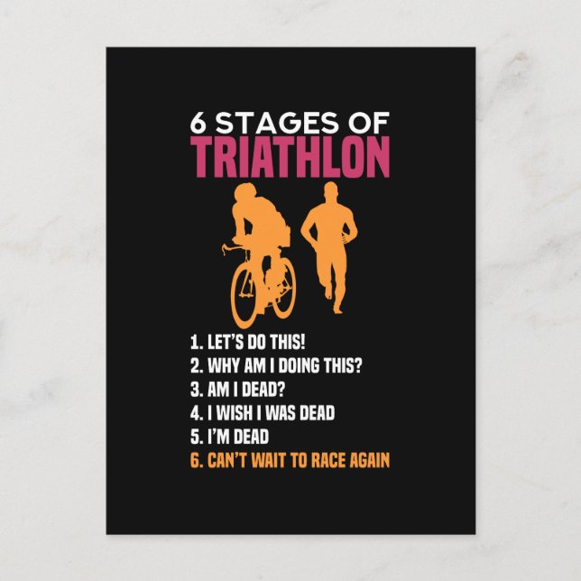 Triathlon - 6 Stages Of Triathlon Postcard (Front)