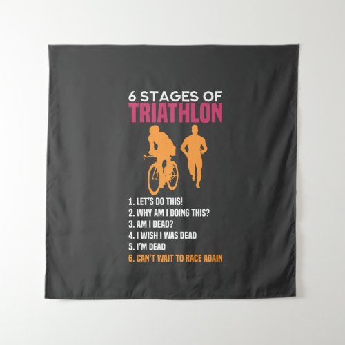 Triathlon _ 6 Stages Of Triathlon Tapestry
