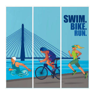 Triathlon Art – Swim Bike Run Motivational Print 