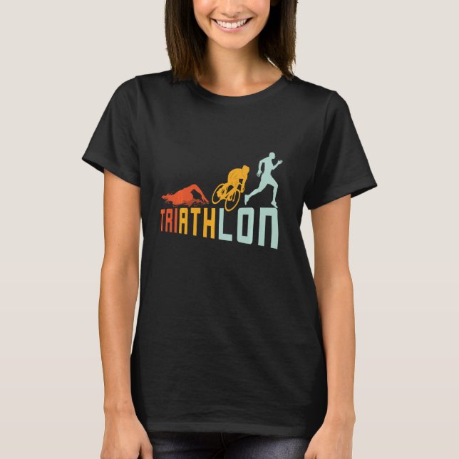 Triathlon Athlete Swimmer Biker Runner Retro Triat T-Shirt (Front)