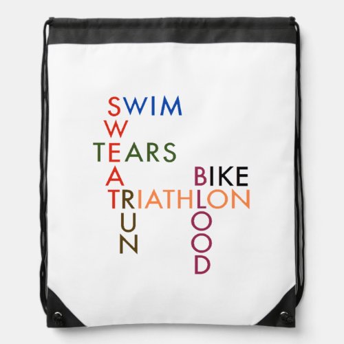 Triathlon Blood Sweat and Tears Drawstring Bag