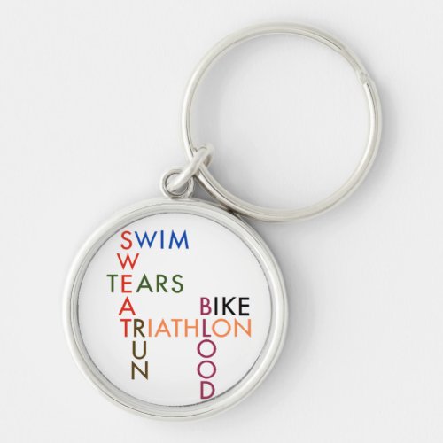 Triathlon blood sweat and tears keychain