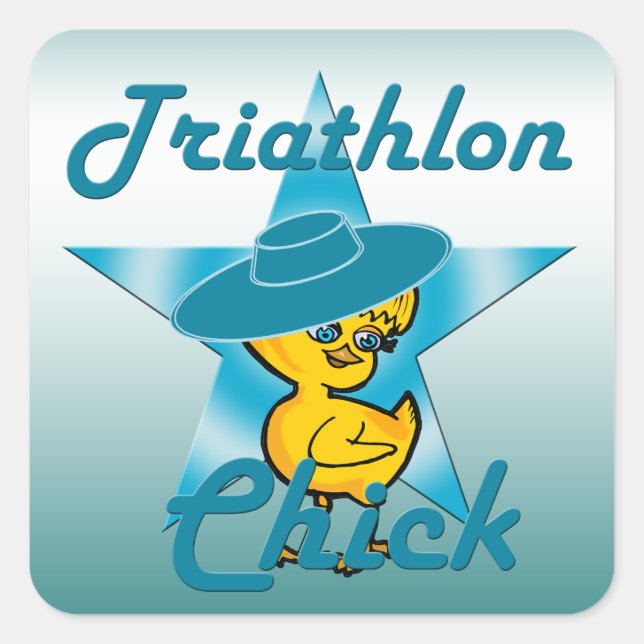 Triathlon Chick #7 Square Sticker (Front)
