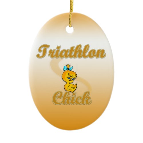 Triathlon Chick Ceramic Ornament