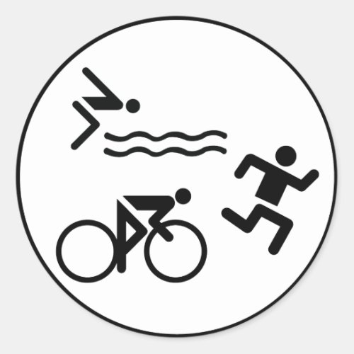 triathlon circle icon classic round sticker