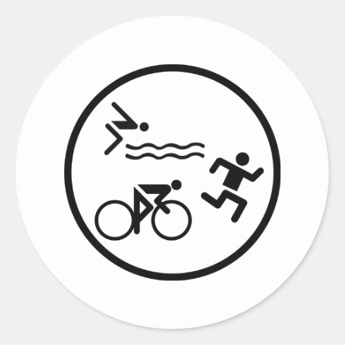 triathlon circle icon classic round sticker